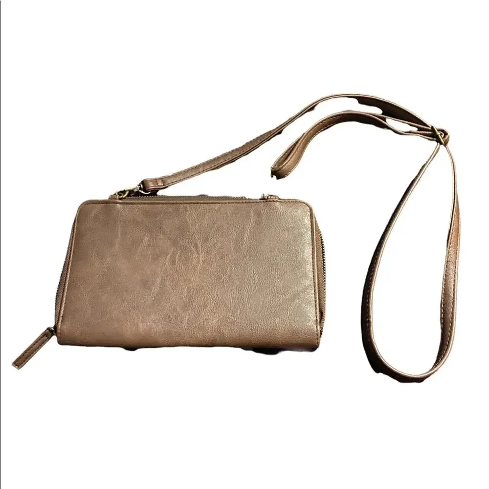 Crossbody Purse Wallet with Strap Dark Taupe Size Small NEW